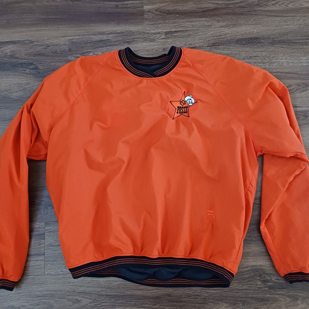 Vintage OSU Posse Reversible Windbreaker Pullover Orange Black Mens L Alamo Bowl